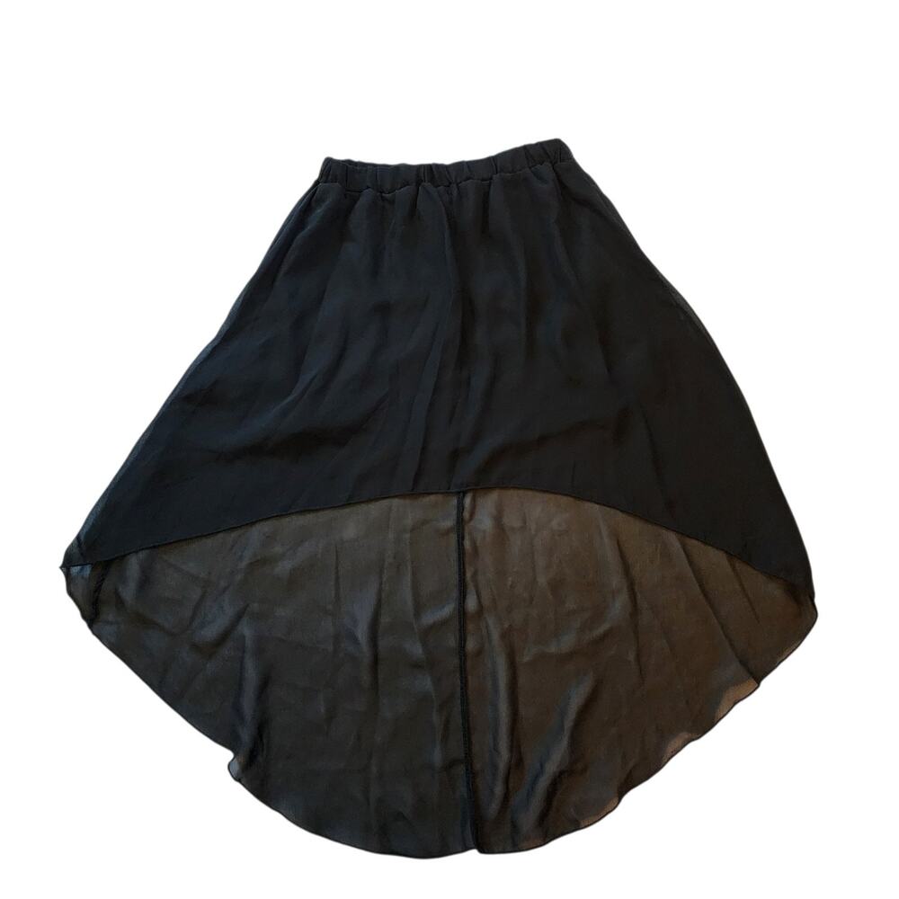 Kiddo By Katie Girls High Low Skirt Size 7 Black Lined Chiffon Pull On